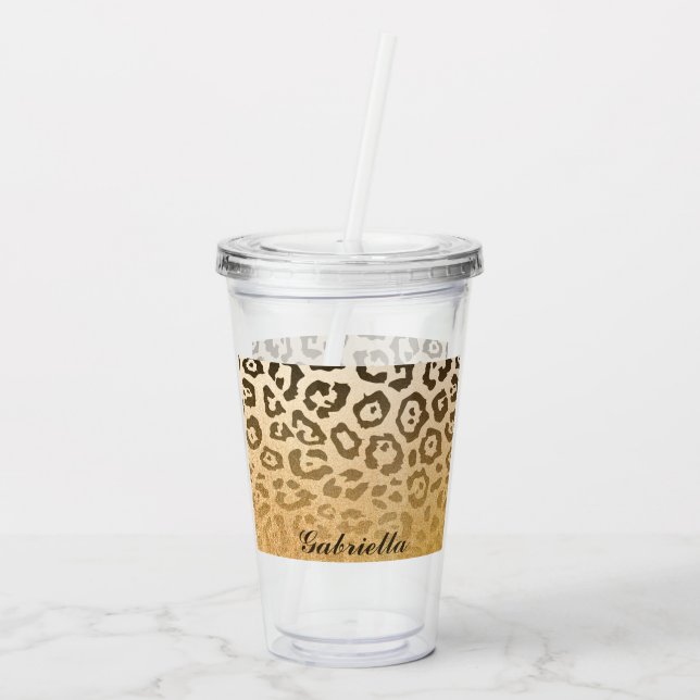 Cute Leopard Print Acrylic Tumbler (Back)