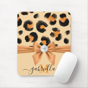 Cute Leopard Print and Bow Mouse Pad