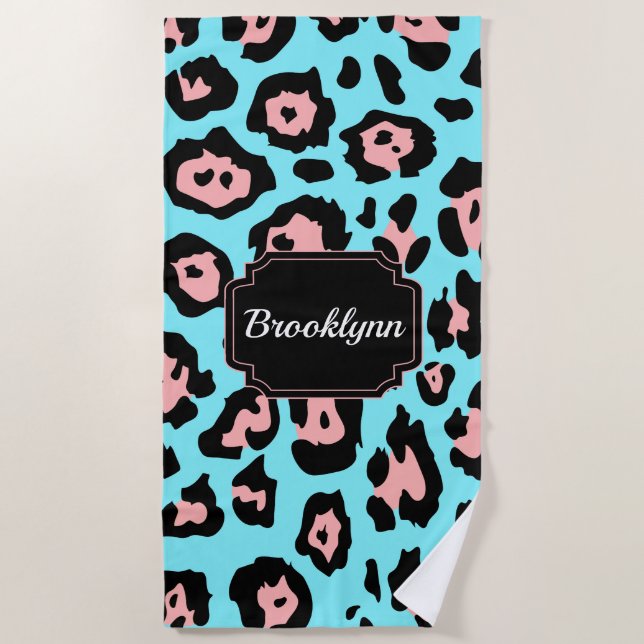 Cute Leopard Print Beach Towel (Front)
