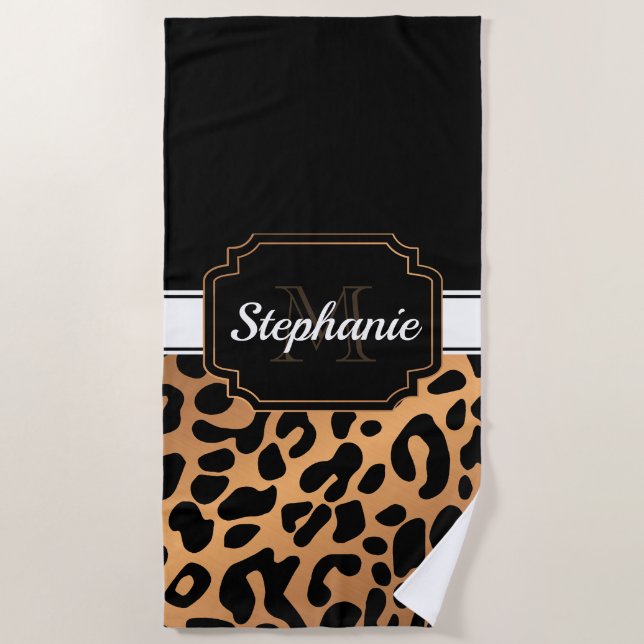 Cute Leopard Print Beach Towel (Front)