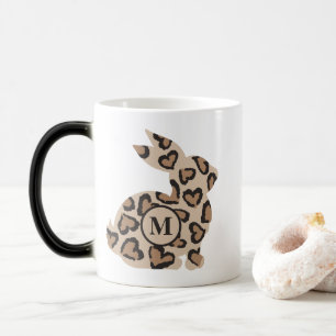 Cute Leopard Print Bunny with Custom Monogram Magic Mug