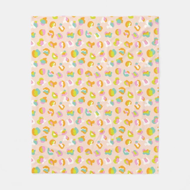 Cute Leopard Print Cheetah Spots Pattern Pink  Fleece Blanket (Front)