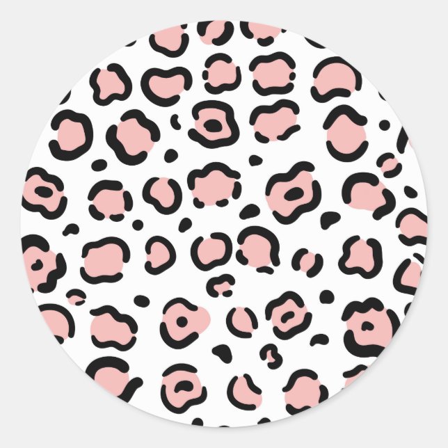 Cute Leopard Print Classic Round Sticker (Front)