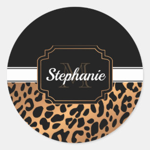 Cute Leopard Print Classic Round Sticker