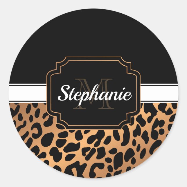 Cute Leopard Print Classic Round Sticker (Front)