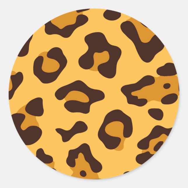 Cute Leopard Print Classic Round Sticker (Front)