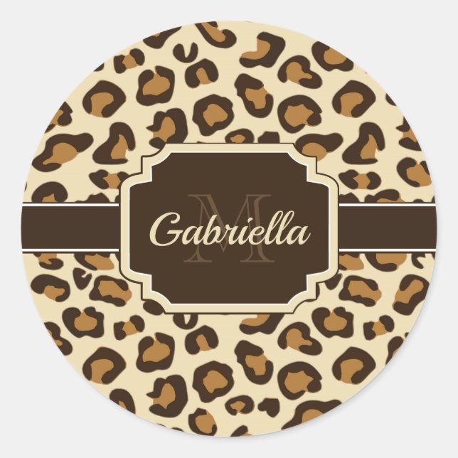 Cute Leopard Print Classic Round Sticker (Front)