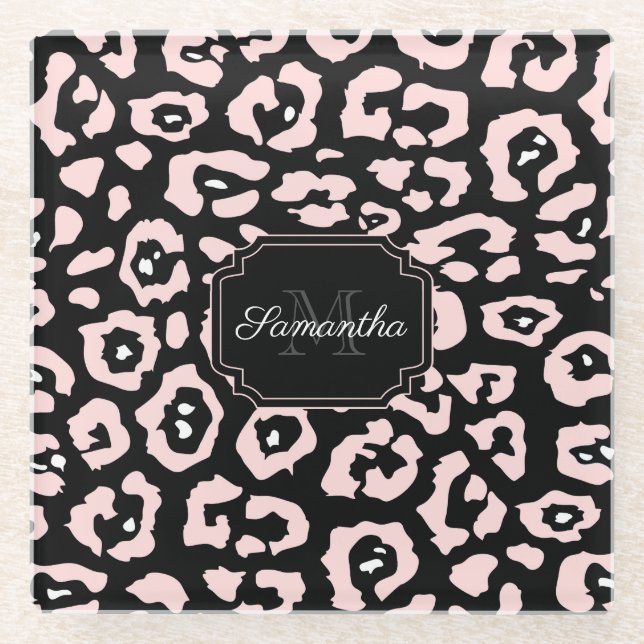 Cute Leopard Print Glass Coaster (Front)