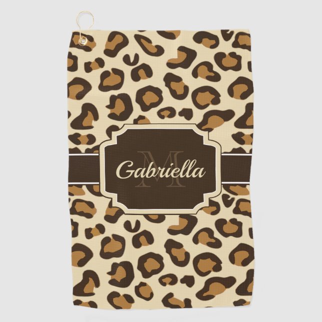 Cute Leopard Print Golf Towel (Front)