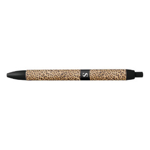 Cute Leopard Print Monogram  Black Ink Pen