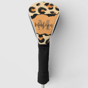 Cute Leopard Print Monogram Golf Head Cover