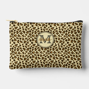 Cute Leopard Print Monogrammed Accessory Pouch