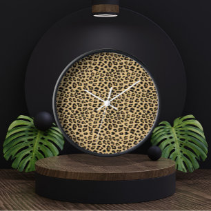 Cute Leopard Print Pattern Clock