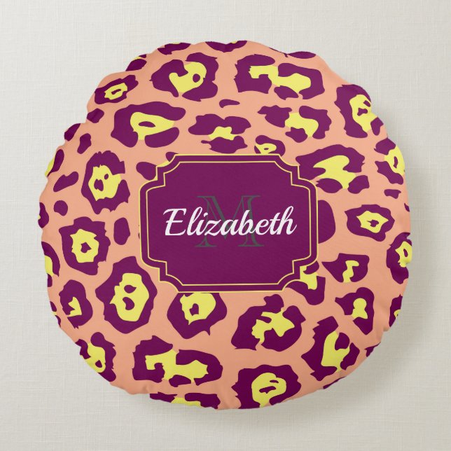 Cute Leopard Print Round Cushion (Front)
