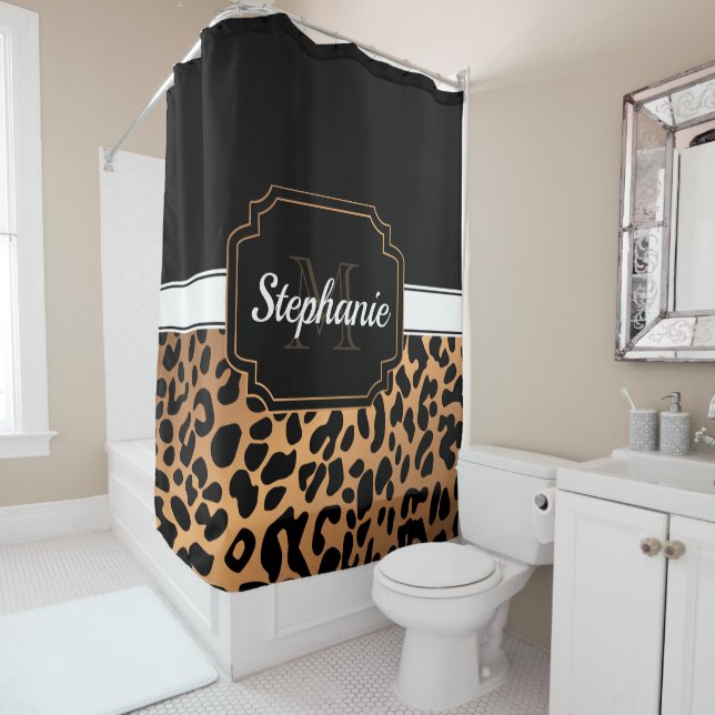 Cute Leopard Print Shower Curtain (In Situ)