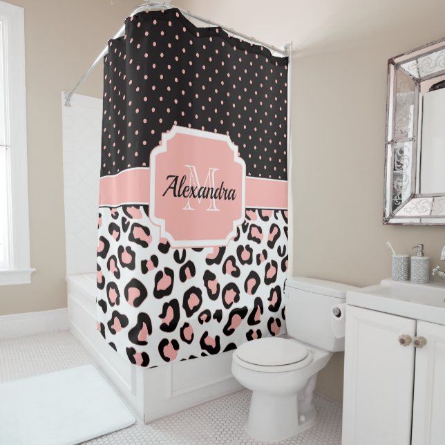 Cute Leopard Print Shower Curtain (In Situ)