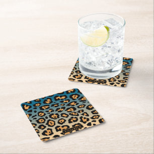 Cute Leopard Print Square Paper Coaster