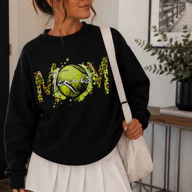 Cute Leopard Print Tennis Mum  Sweatshirt (Creator Uploaded)