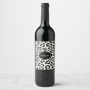 Cute Leopard Print Wine Label