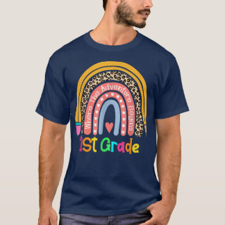 Cute Leopard Rainbow 1st Grade Where The Adventure T-Shirt