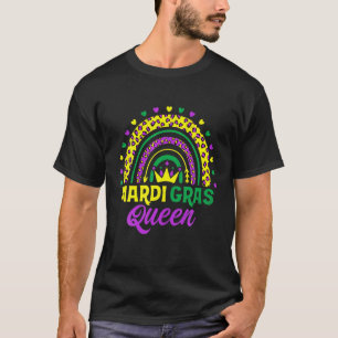 Cute Leopard Rainbow Mardi Gras Queen Women Girls T-Shirt