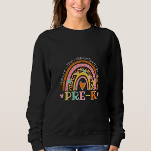 Cute Leopard Rainbow Pre K Where The Adventure Beg Sweatshirt