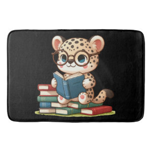Cute Leopard Reading Bath Mat