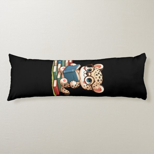 Cute Leopard Reading Body Cushion (Front)