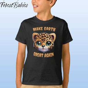 Cute Leopard Safari Animal, Make Earth Great Again T-Shirt