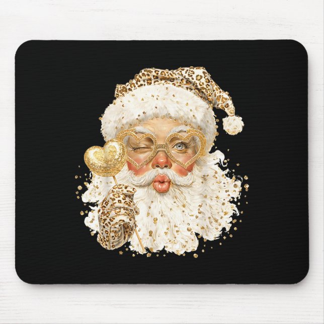 Cute Leopard Santa Claus Merry Christmas 2026 Prep Mouse Pad (Front)