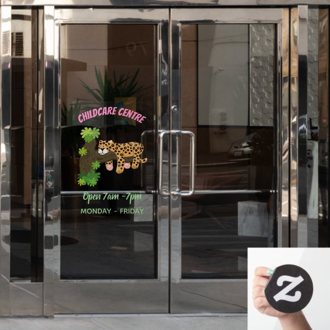 Cute leopard sleeping in tree cartoon illustration (Office Door)