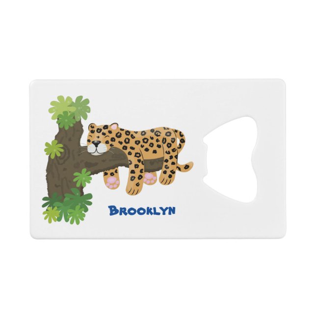 Cute leopard sleeping in tree cartoon illustration (Front (Horizontal))