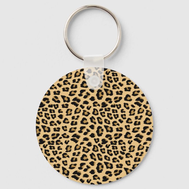 Cute Leopard Spots Cat Animal Print Pattern Key Ring (Front)