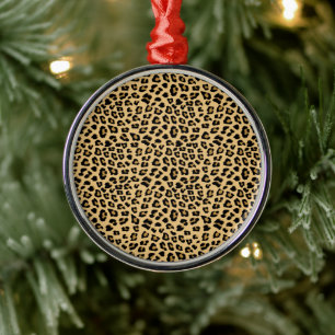 Cute Leopard Spots Cat Animal Print Pattern Metal Ornament