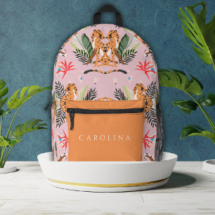 Cute  Leopards Custom Name back to school Printed Backpack