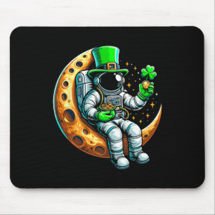 Cute Leprechaun Astronaut In Moon Space Saint Patr Mouse Pad