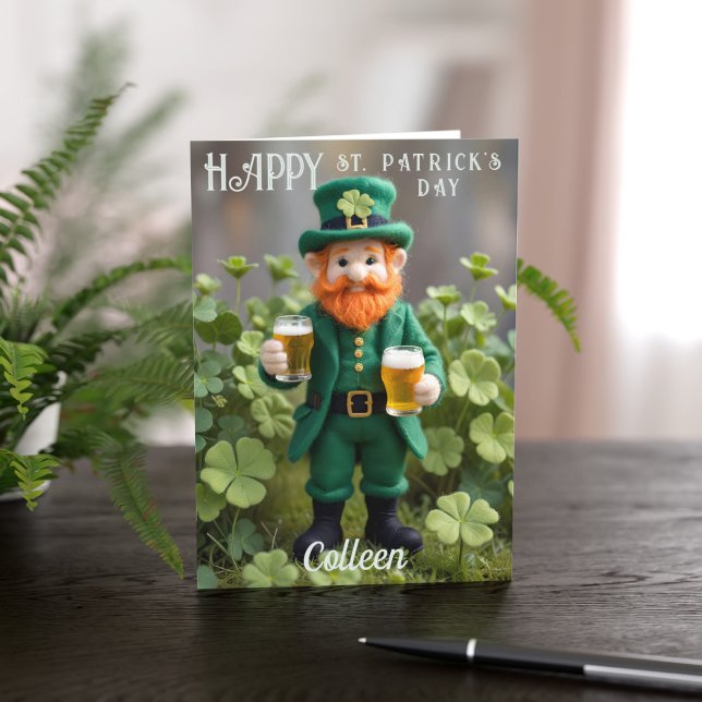Cute Leprechaun Beer St Patrick's Day Card (Have a beer or two on St Patrick's Day! It's the law!)