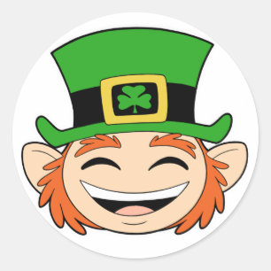 Cute Leprechaun Face Classic Round Sticker
