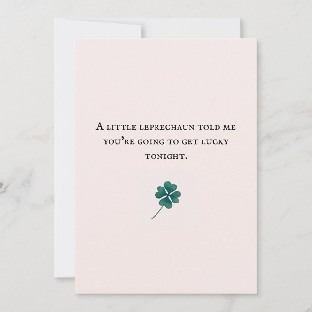 cute leprechaun four leaf clover card couples (Front)