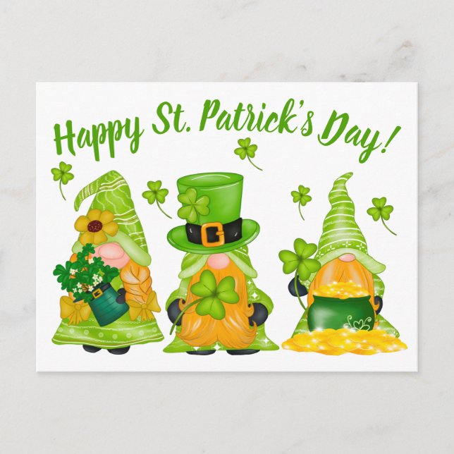 Cute Leprechaun Gnome Happy St. Patrick's Day Postcard (Front)