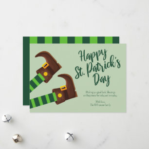 Cute Leprechaun Legs Green Happy St. Patrick's Day Holiday Card