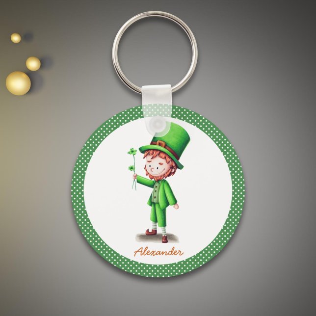 Cute Leprechaun Personalized Key Ring (Creator Uploaded)