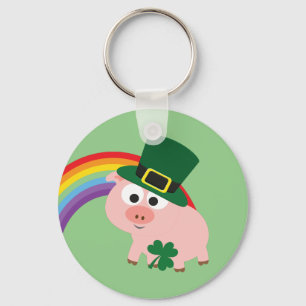 Cute Leprechaun Pig Key Ring