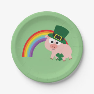 Cute Leprechaun Pig Paper Plate