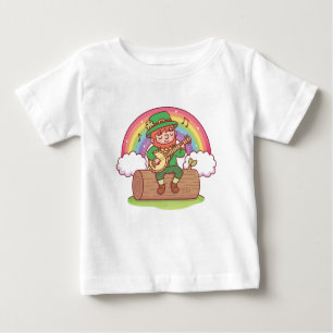 Cute Leprechaun Playing Banjo Baby T-Shirt