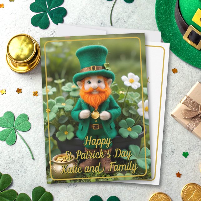 Cute Leprechaun Pot O' Gold St Patrick's Day Card (Wishing you a pot o’ gold, a pint o’ cheer, and all the luck of the Irish this St. Patrick’s Day)