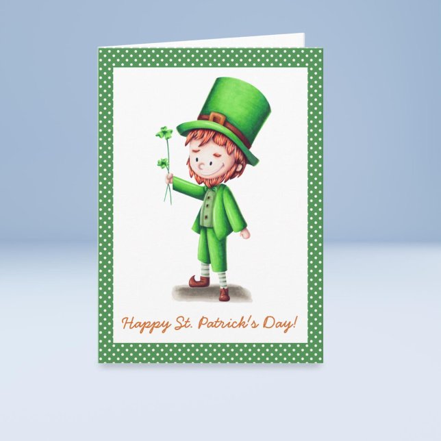 Cute Leprechaun St. Patrick's Day greeting card (Creator Uploaded)