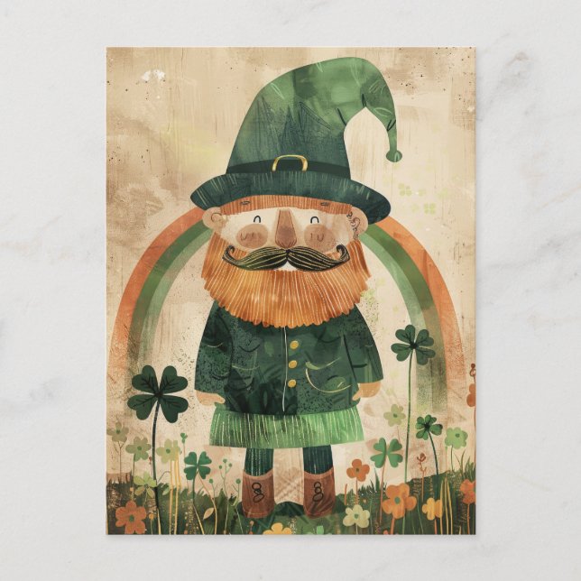 Cute Leprechaun Watercolor St. Patrick's Day  Postcard (Front)