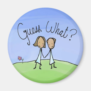 Cute Lesbian Couple Guess What Magnet