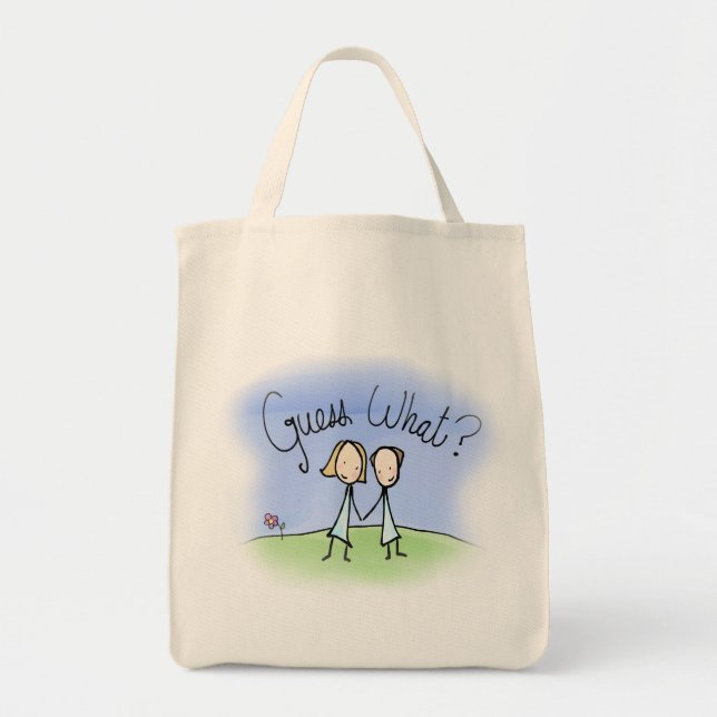 Cute Lesbian Couple Guess What Tote Bag (Front)
